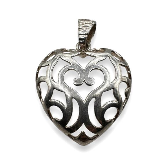 MILOR Sterling Silver HEART Openwork Open Work Italy Italian Pendant 925 Vintage - Picture 1 of 4